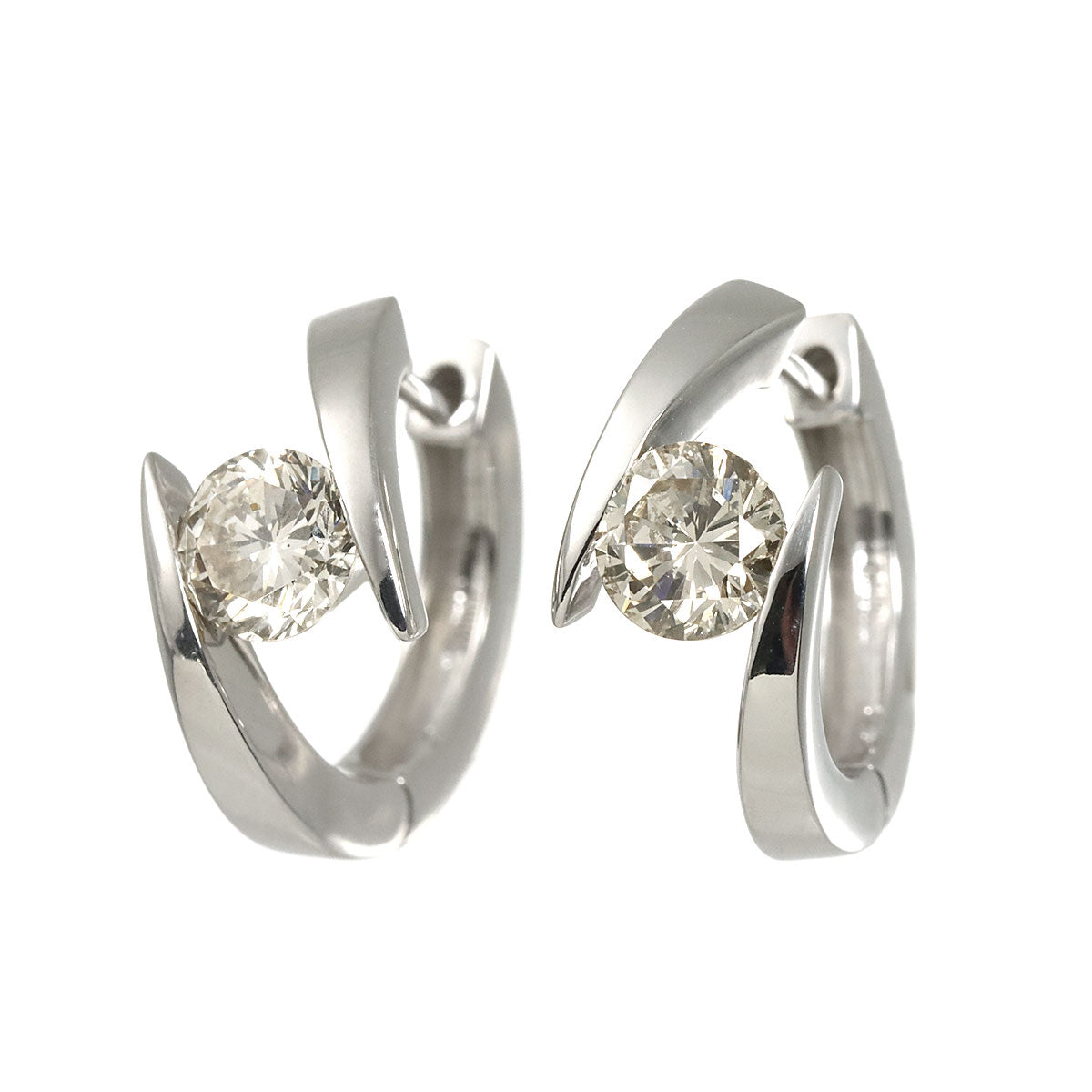 Diamond 0.50ct/0.50ct Earrings Pierced 18K K18 WG 750