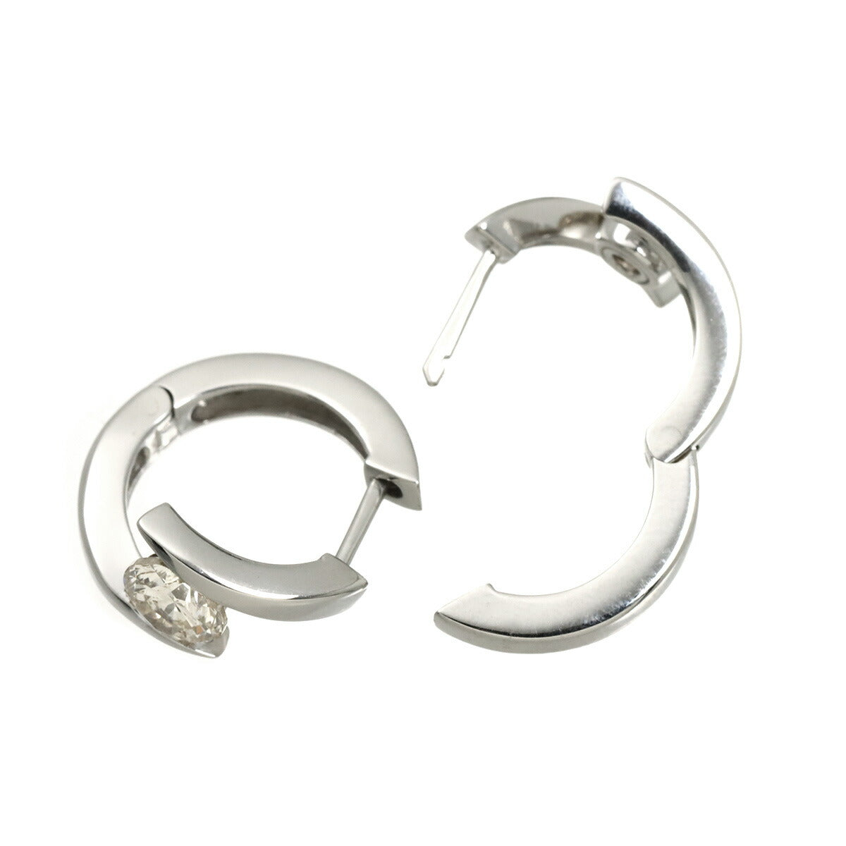 Diamond 0.50ct/0.50ct Earrings Pierced 18K K18 WG 750