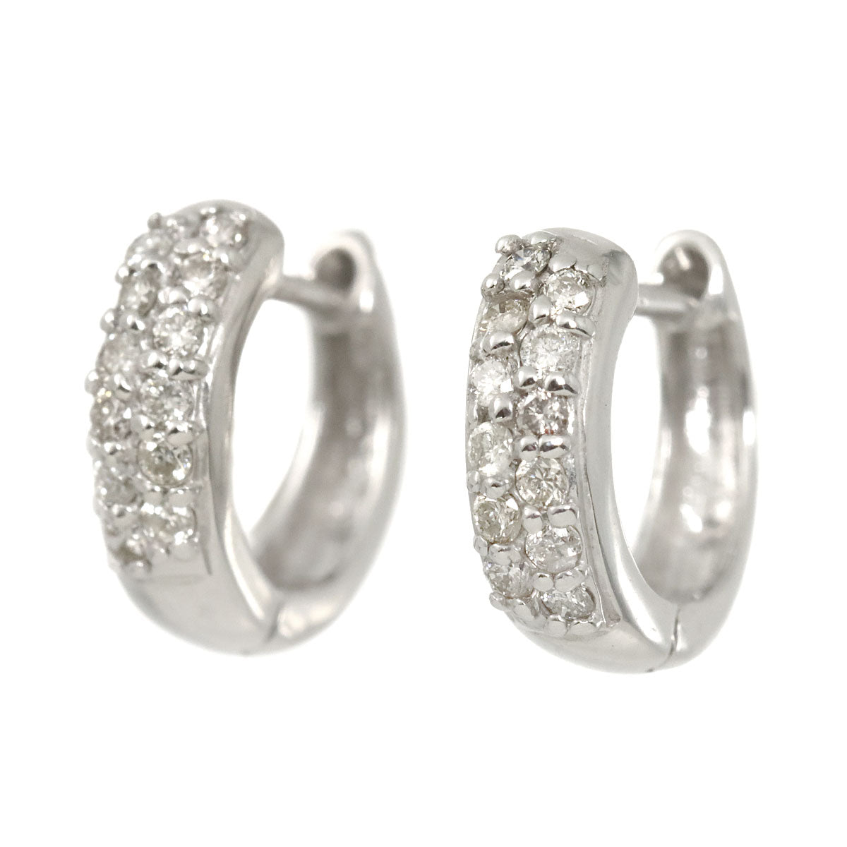 Diamond 0.10ct/0.10ct Earrings Pierced 18K K18 WG 750