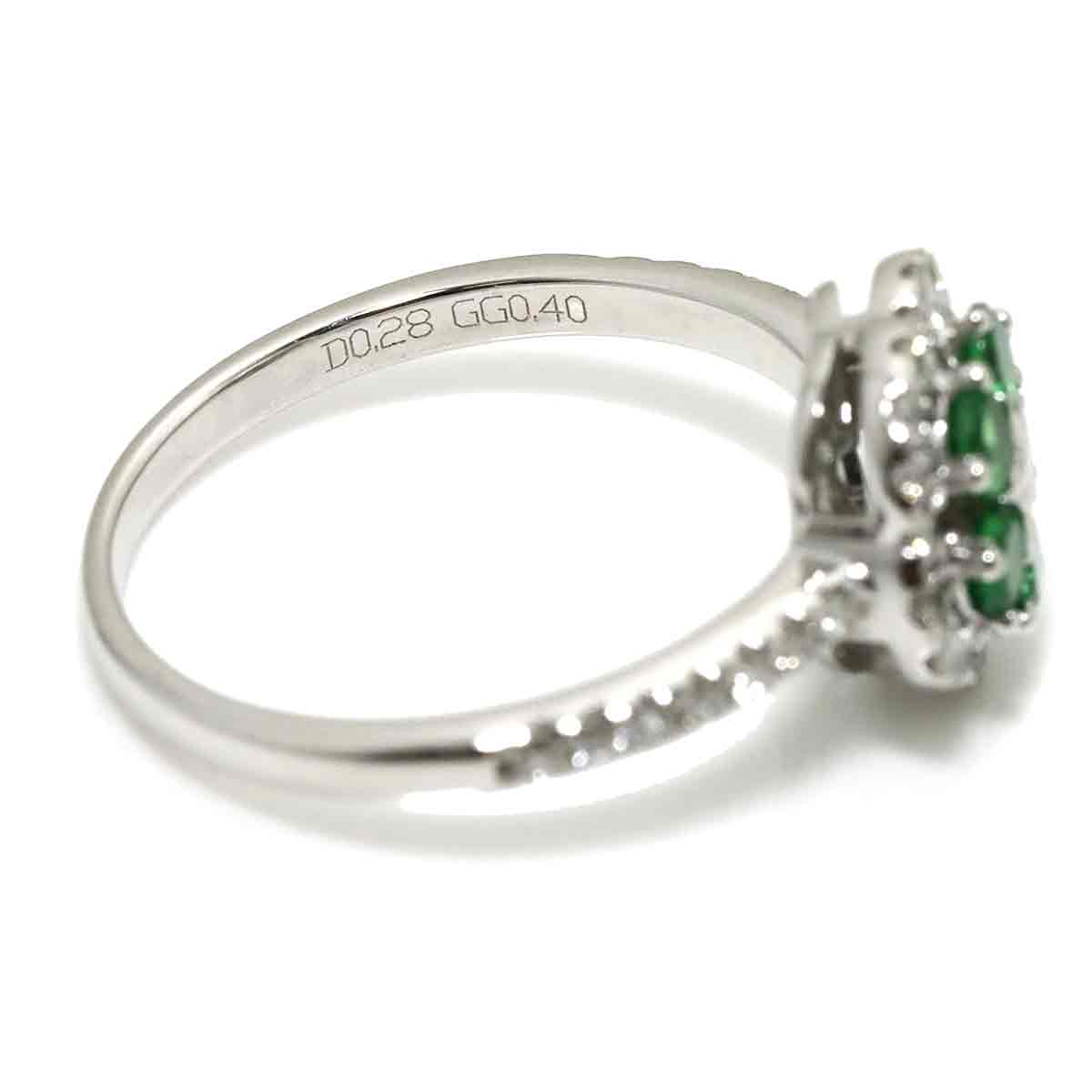 Garnet 0.40ct Diamond 0.28ct Ring 18K K18 WG White Gold size6(US)