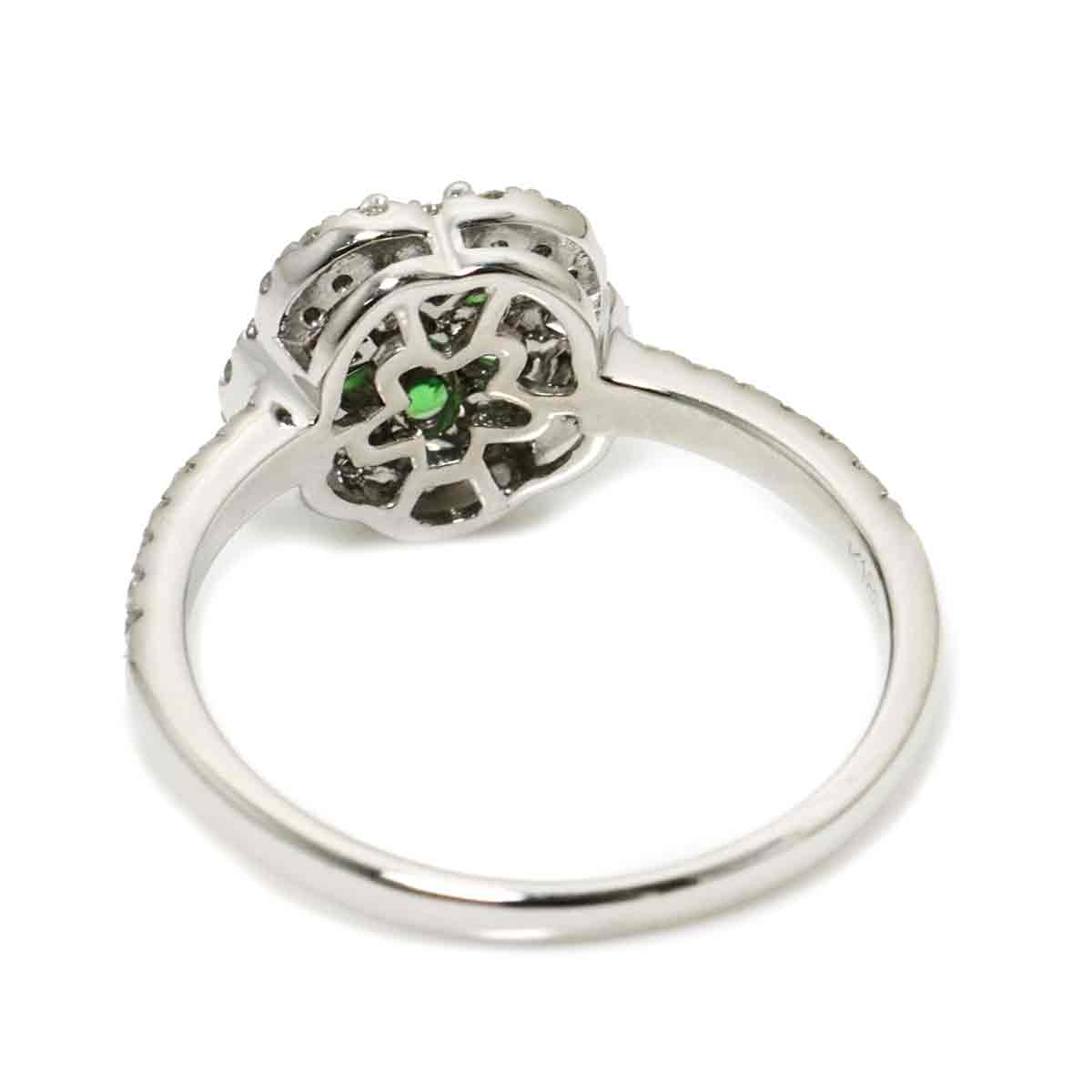 Garnet 0.40ct Diamond 0.28ct Ring 18K K18 WG White Gold size6(US)