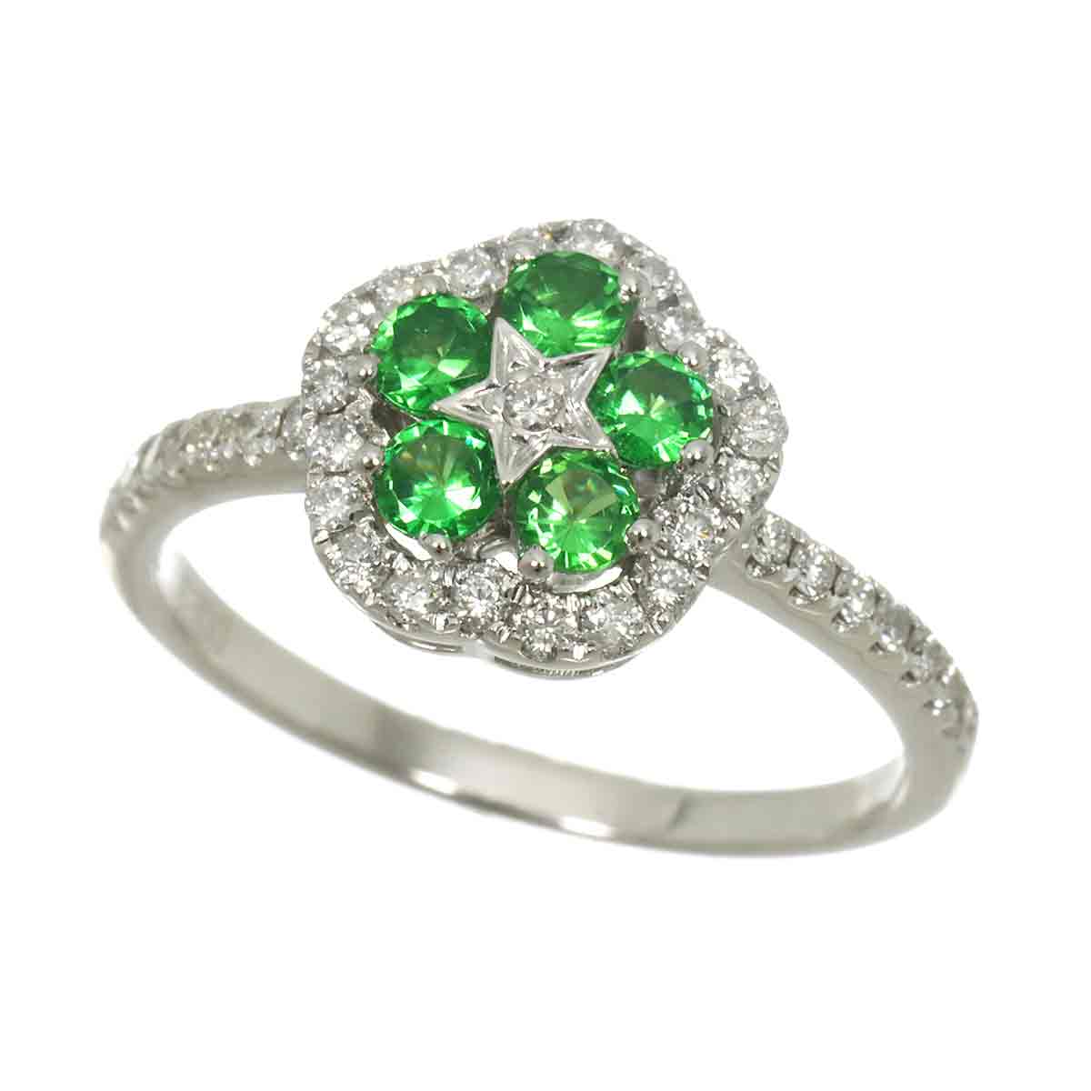 Garnet 0.40ct Diamond 0.28ct Ring 18K K18 WG White Gold size6(US)