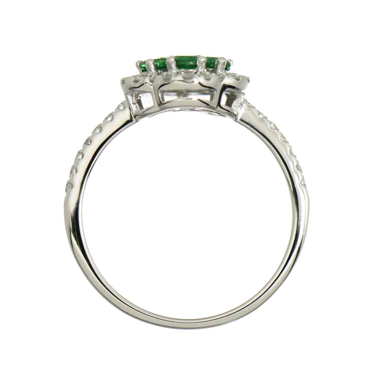 Garnet 0.40ct Diamond 0.28ct Ring 18K K18 WG White Gold size6(US)