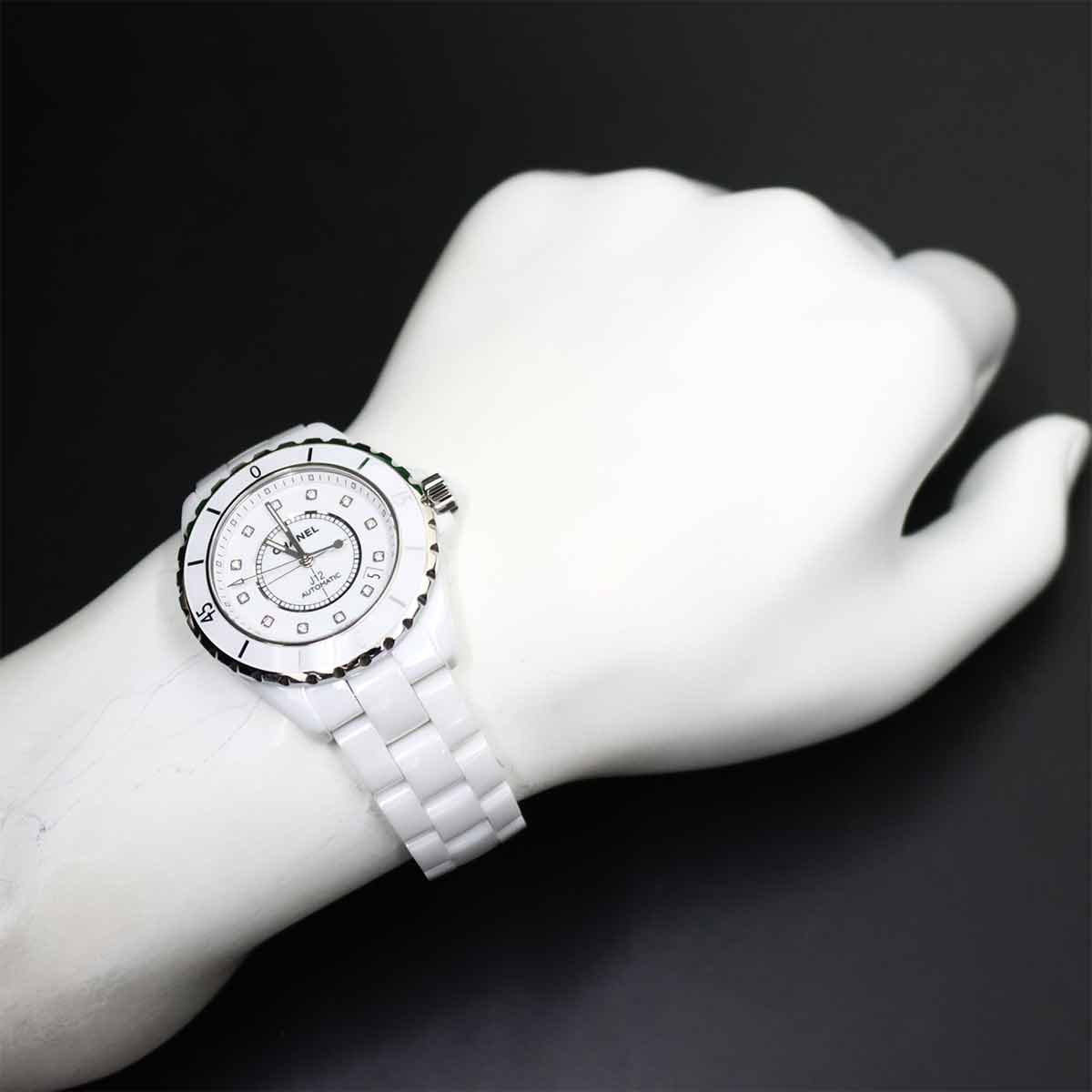 J12 38mm H1629 12P Diamond Automatic White Dial Mens Watch