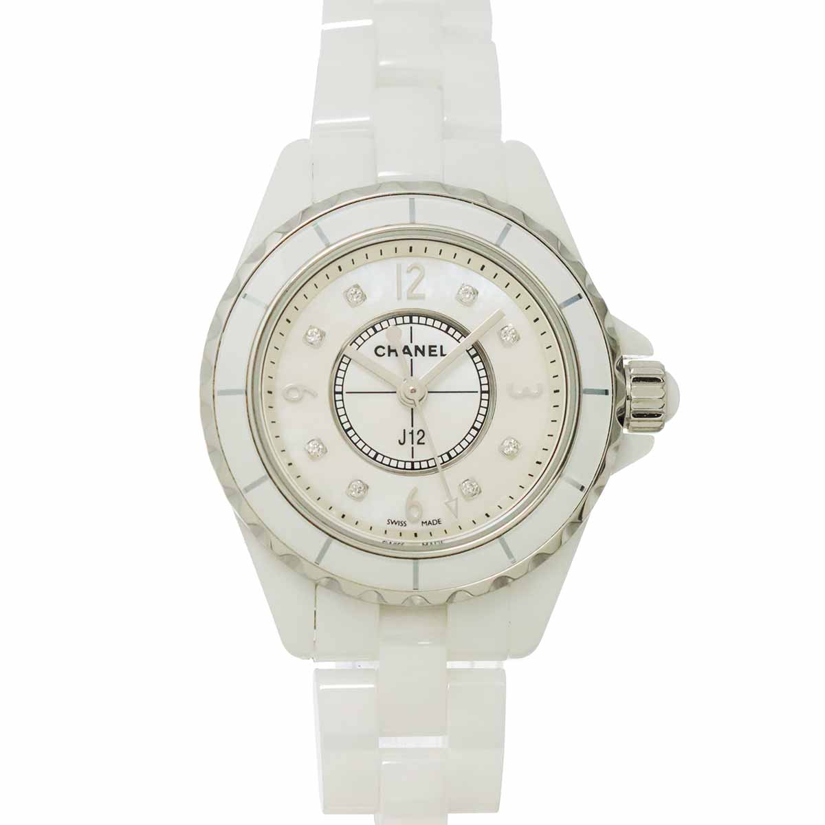 J12 H2570 29mm 8P Diamond Quartz White Shell Dial Ladies Watch