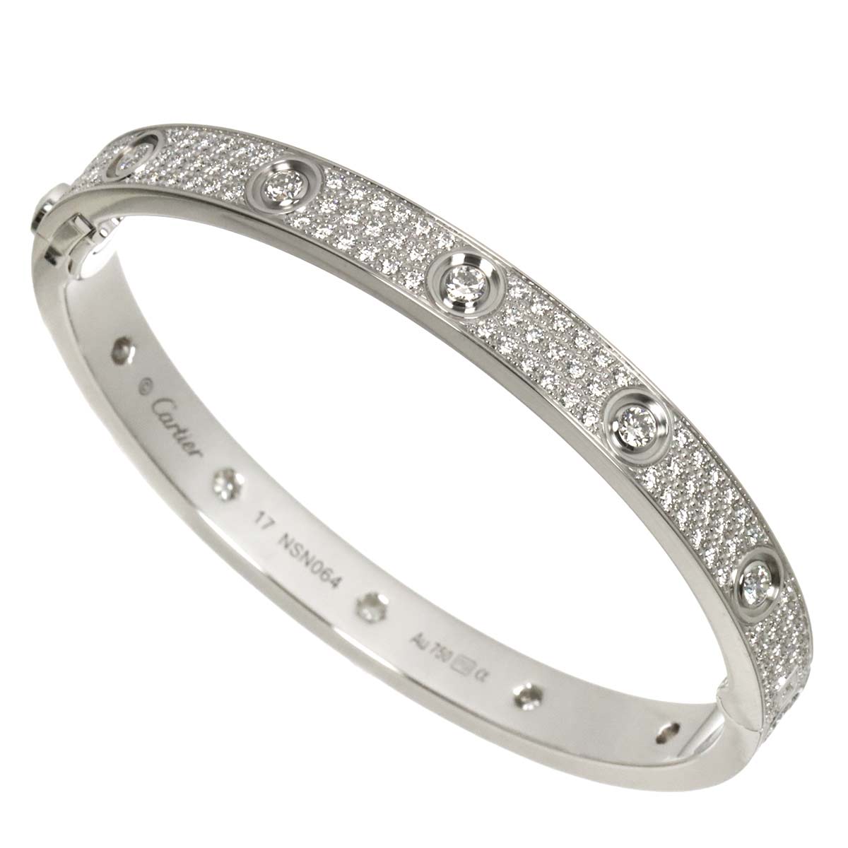 Love Bracelet Full Pave Diamond 12 stones 18K WG 750 Size17