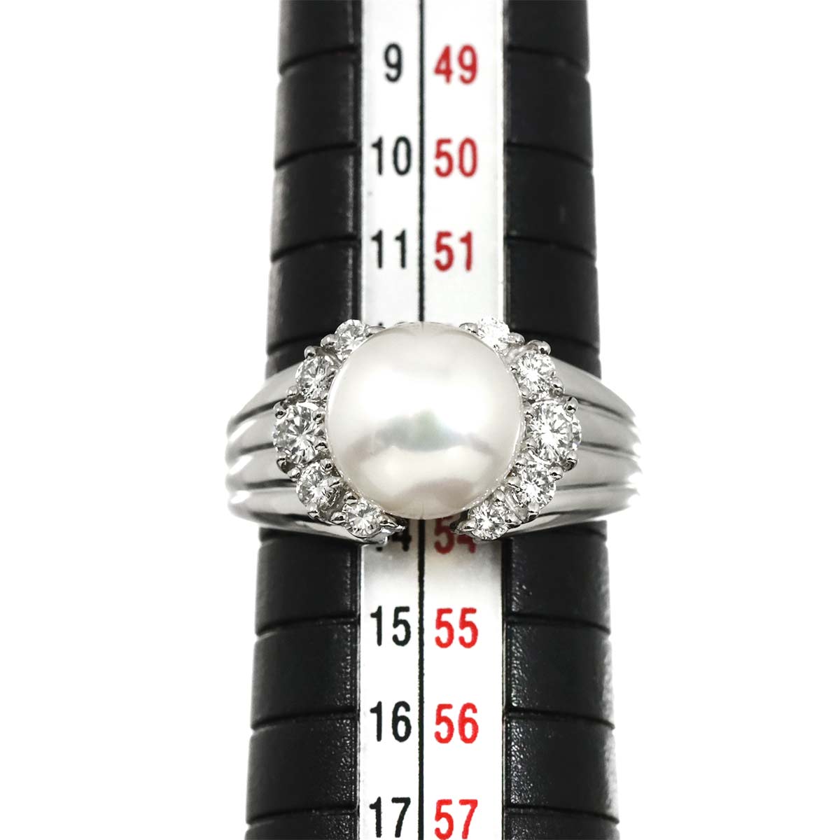 Akoya Pearl 9.3mm Diamond 0.37ct Ring Pt size6.25-6.5(US)
