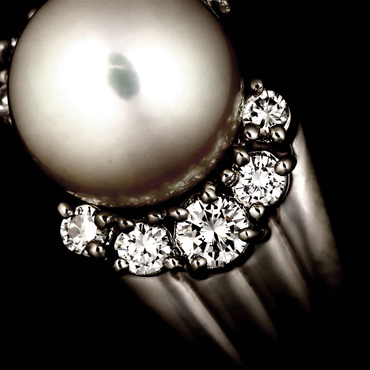 Akoya Pearl 9.3mm Diamond 0.37ct Ring Pt size6.25-6.5(US)
