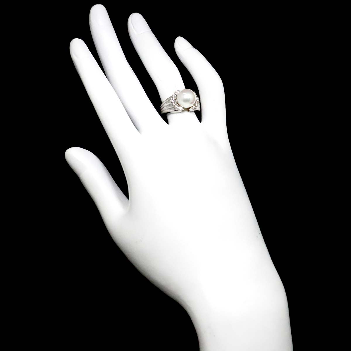 Akoya Pearl 9.3mm Diamond 0.37ct Ring Pt size6.25-6.5(US)