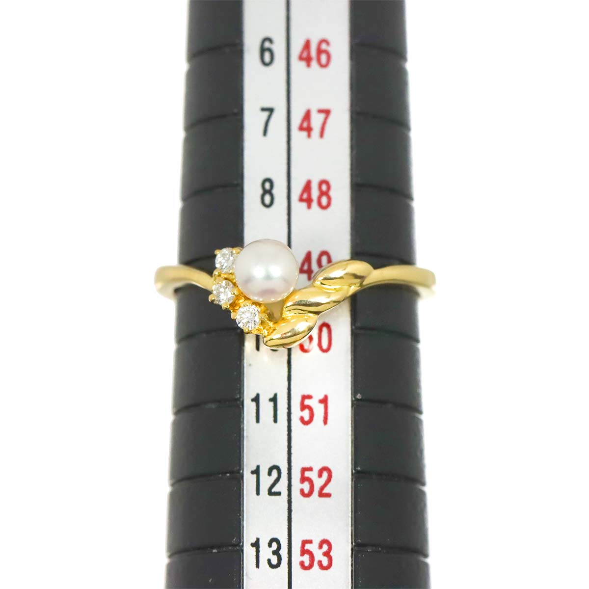 Akoya Pearl 4.0mmiamond Ring 18K YG 750 Size4.75-5(US)