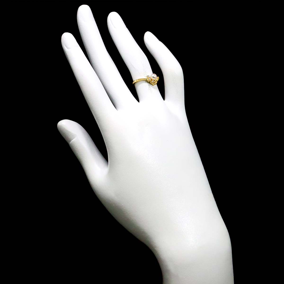 Akoya Pearl 4.0mmiamond Ring 18K YG 750 Size4.75-5(US)