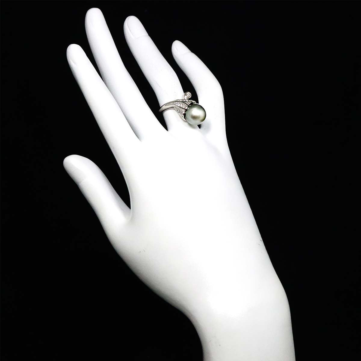 South Sea Pearl Diamond Ring Pt Size5.25-5.5(US)