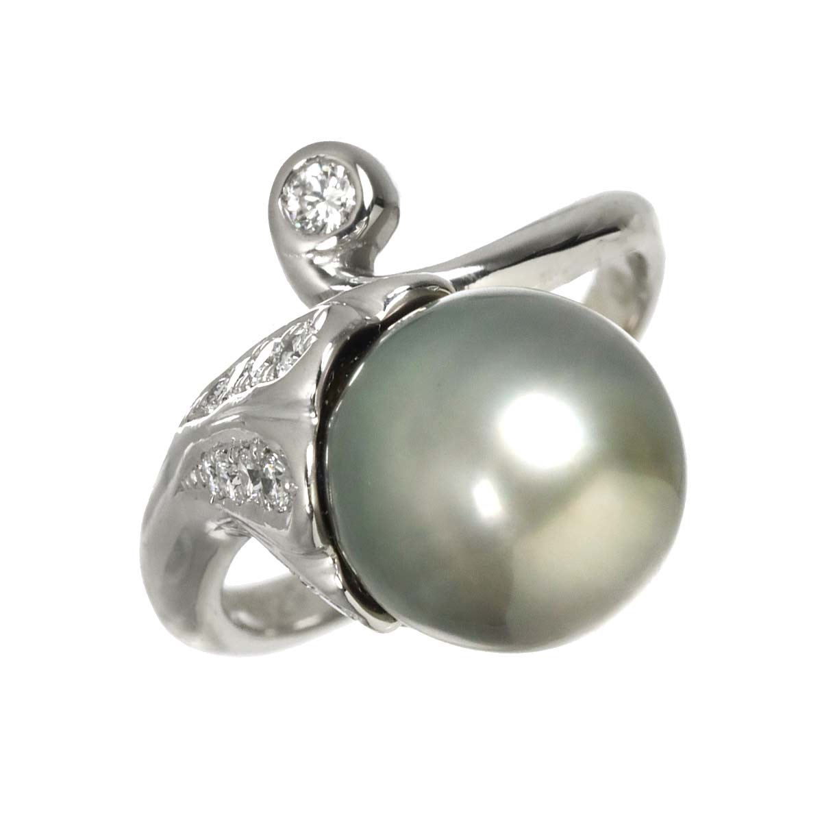 South Sea Pearl Diamond Ring Pt Size5.25-5.5(US)