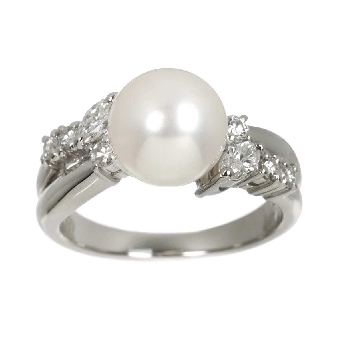 Akoya Pearl 8.5mm Diamond 0.35ct Ring Pt size5.25(US)