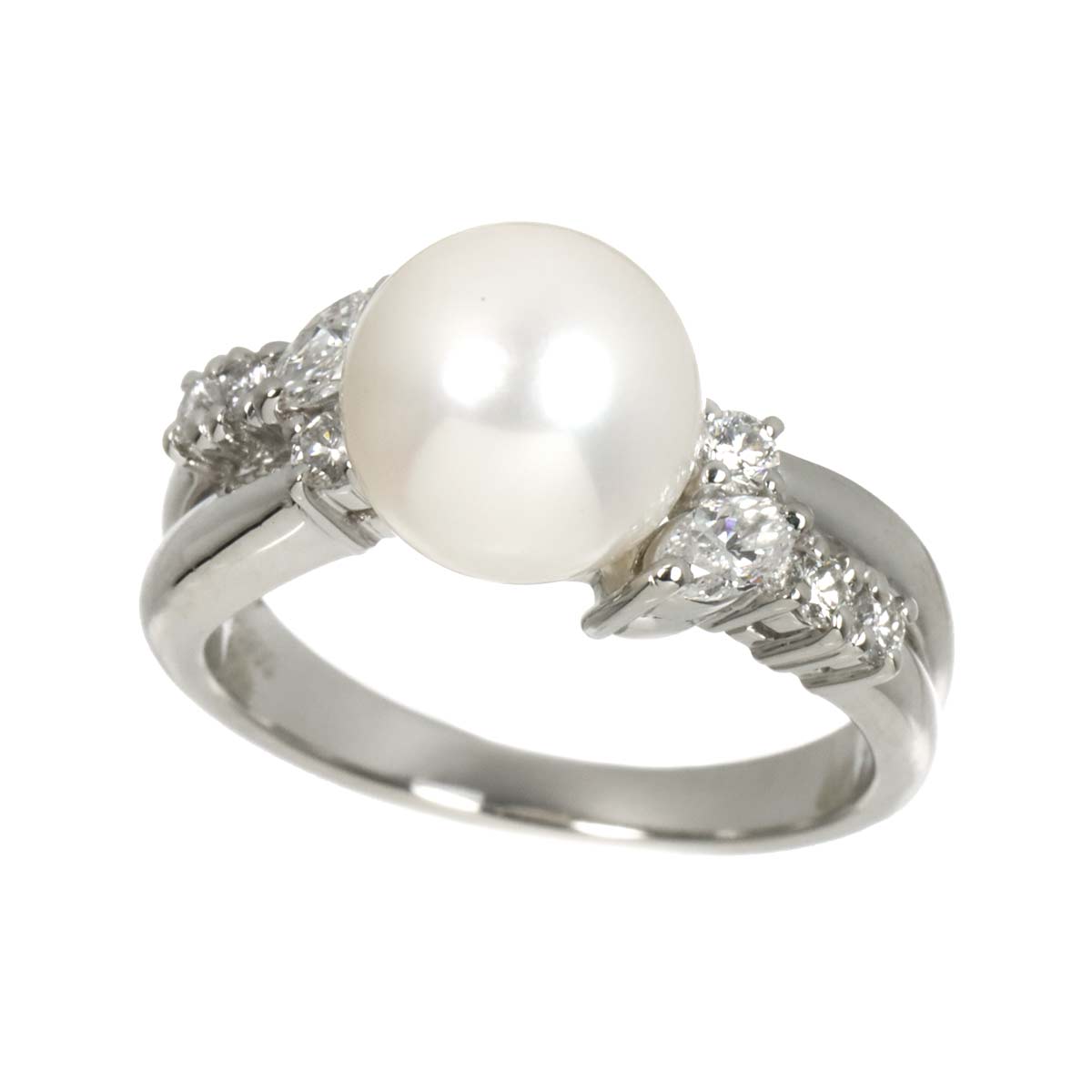 Akoya Pearl 8.5mm Diamond 0.35ct Ring Pt size5.25(US)
