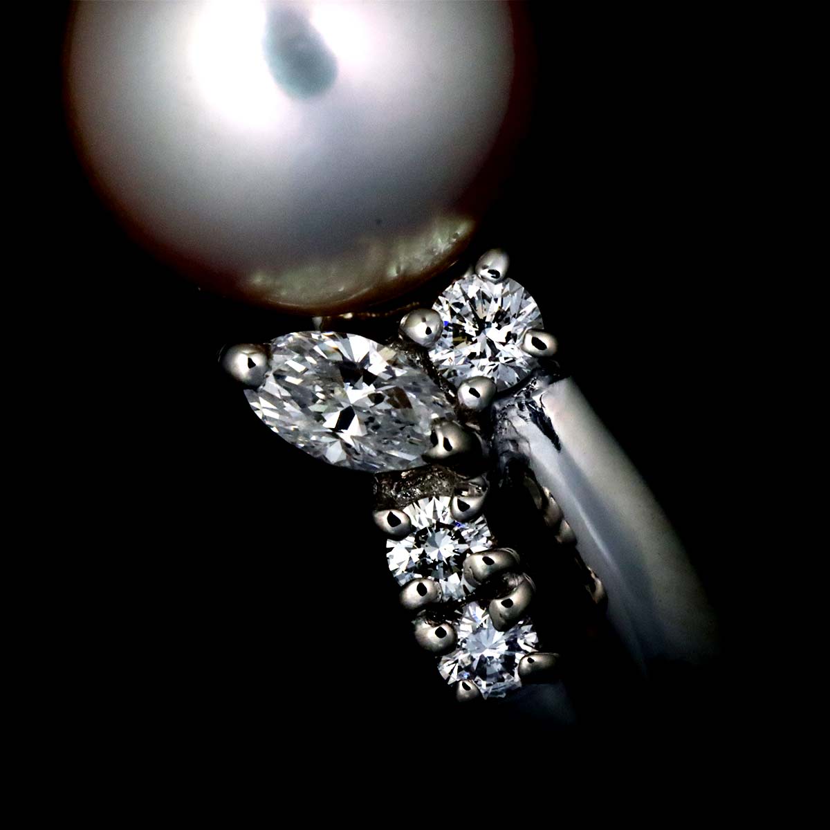 Akoya Pearl 8.5mm Diamond 0.35ct Ring Pt size5.25(US)