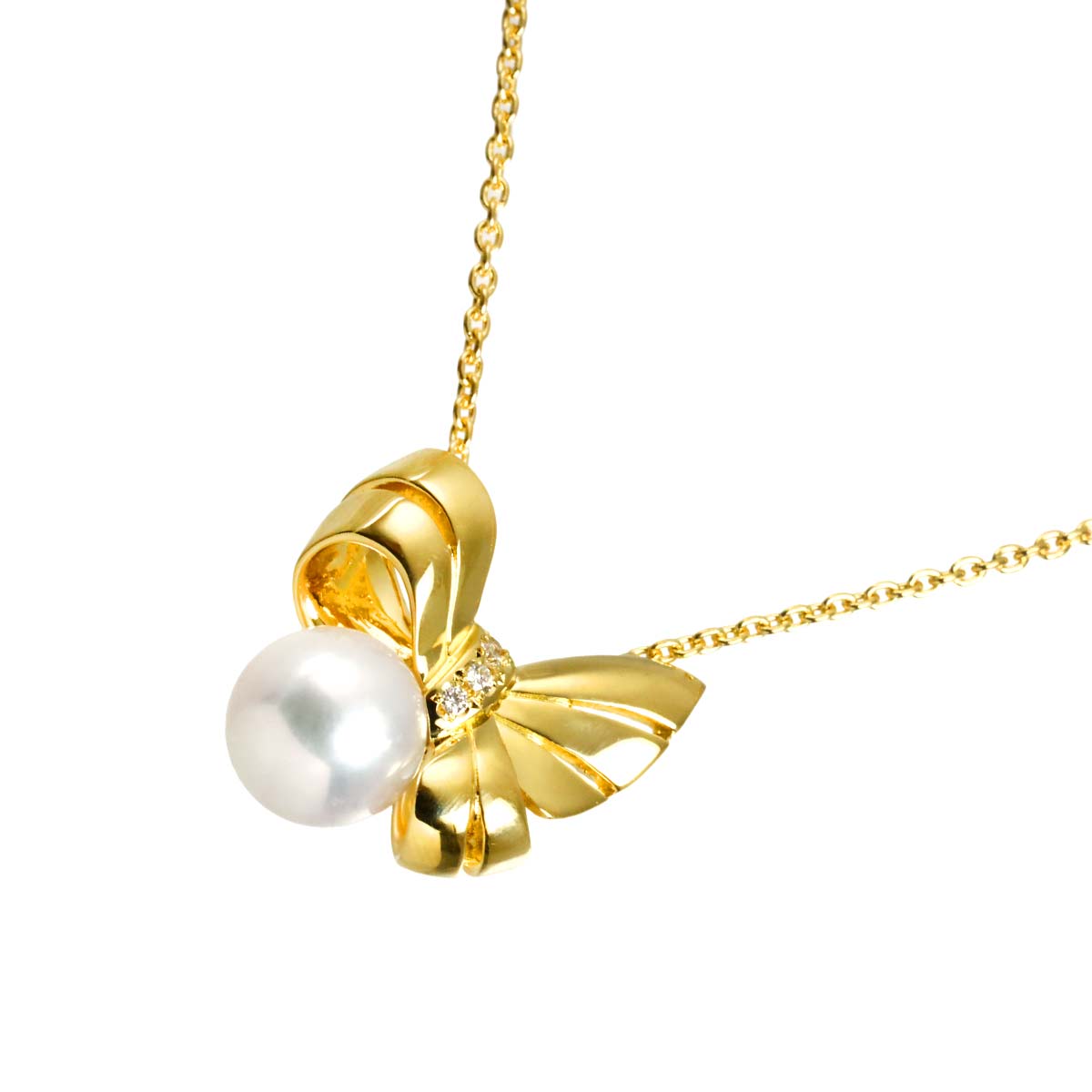 Akoya Pearl 8.0mm Diamond Necklace 18K YG 750