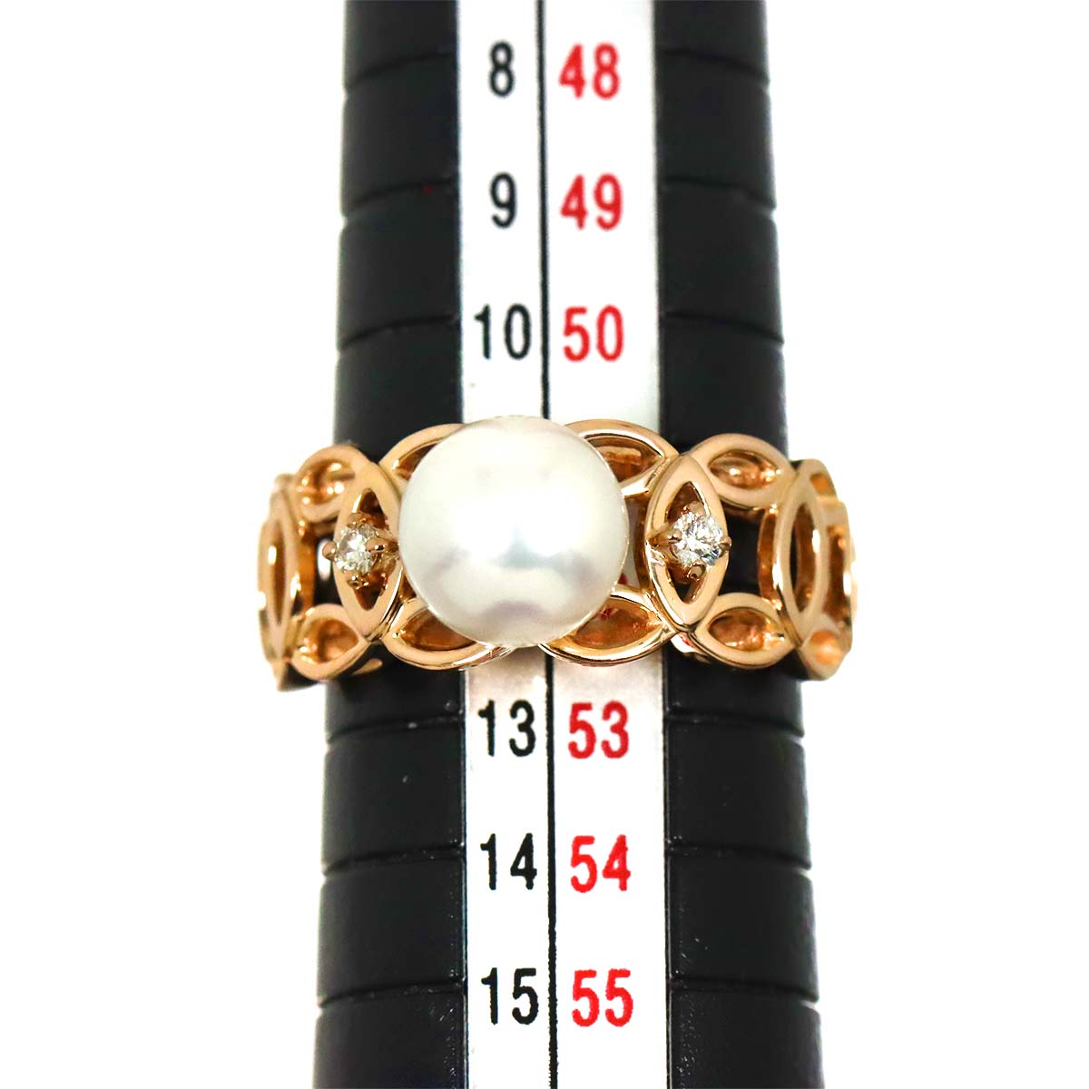 Akoya Pearl Diamond Ring 18K PG 750 Size6(US)