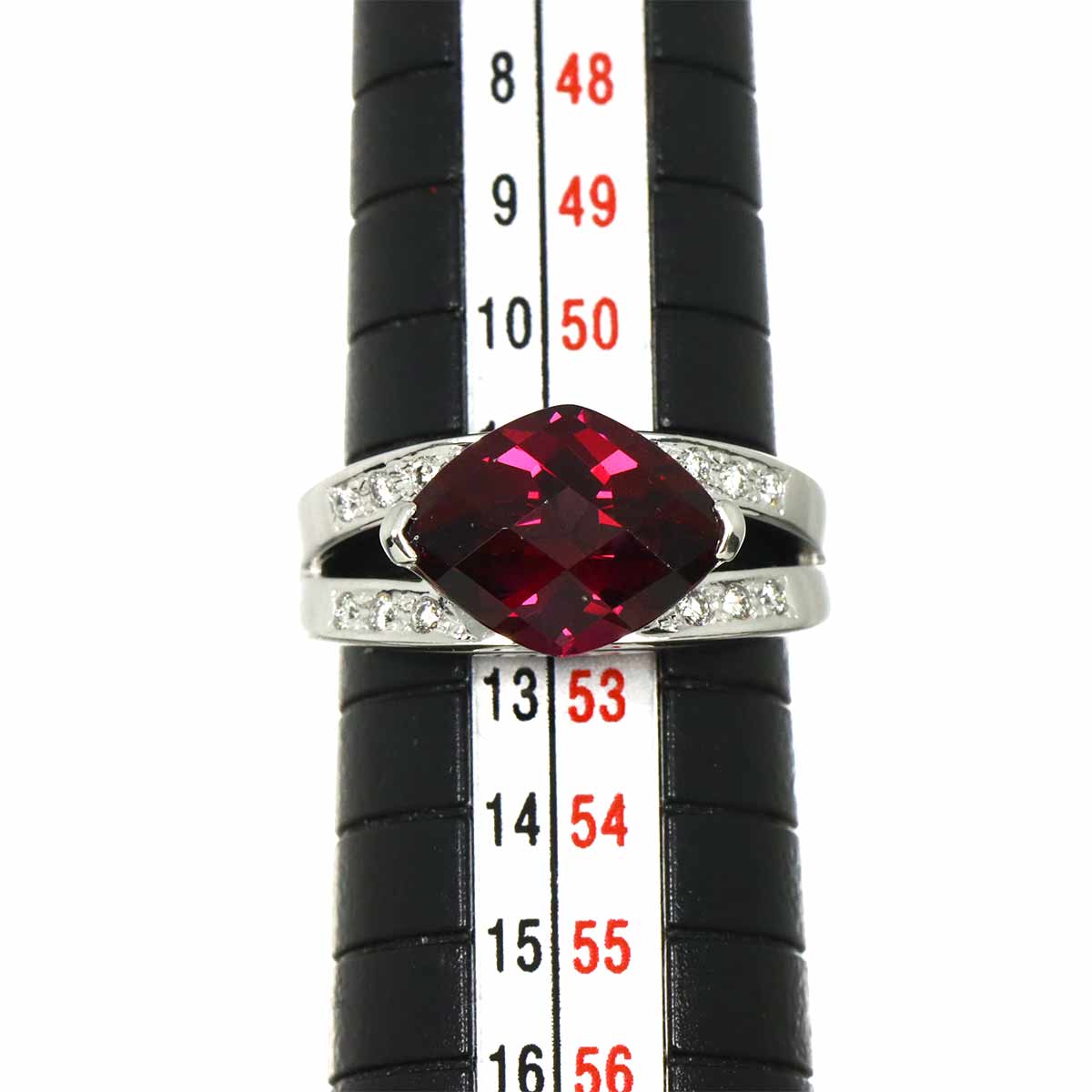 Garnet 4.33ct Diamond 0.11ct Ring 18K WG 750 size6(US)