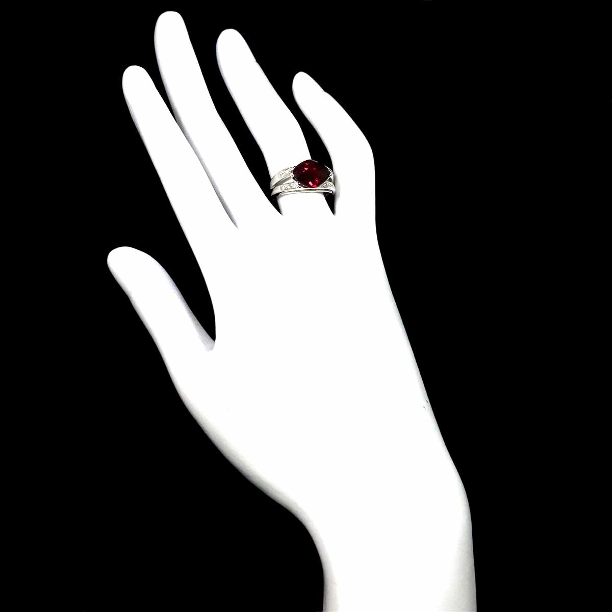 Garnet 4.33ct Diamond 0.11ct Ring 18K WG 750 size6(US)
