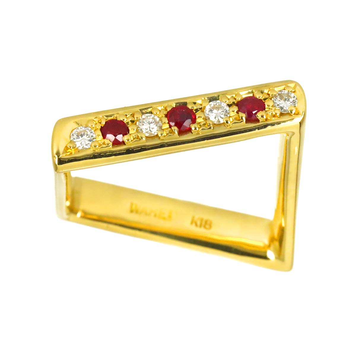 Ruby 0.16ct Diamond 0.12ct Ring 18K YG 750 Size6.25-6.5(US)