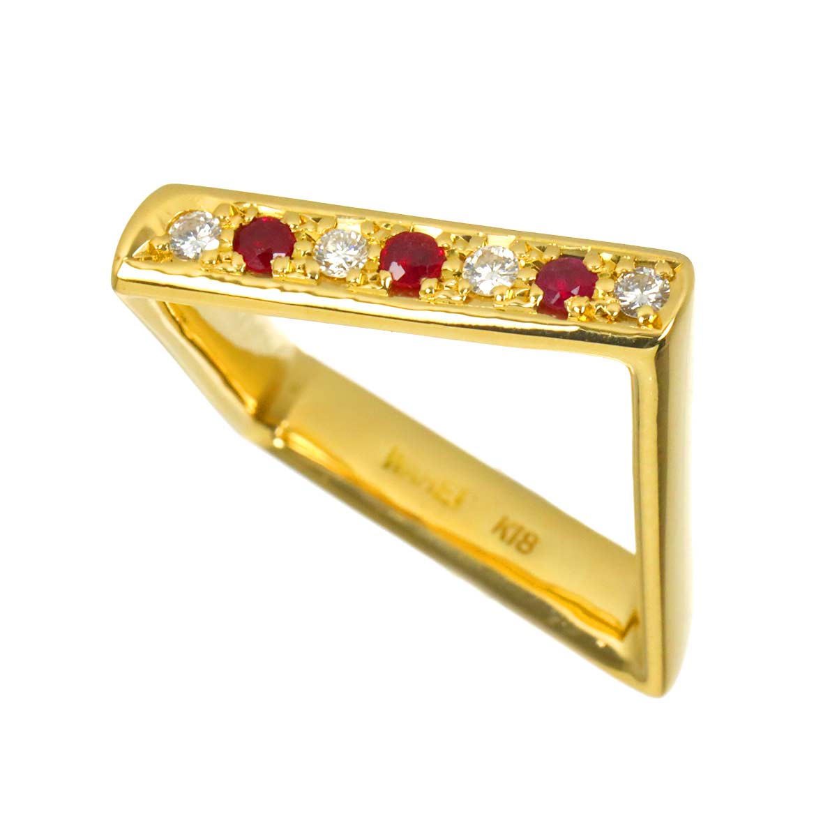 Ruby 0.16ct Diamond 0.12ct Ring 18K YG 750 Size6.25-6.5(US)
