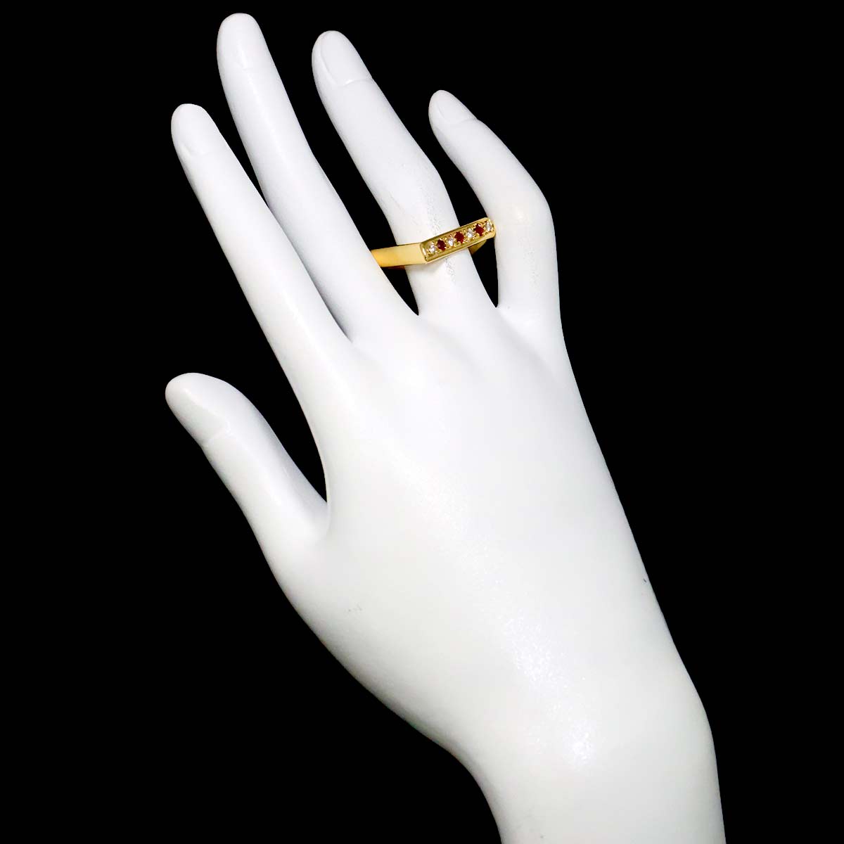 Ruby 0.16ct Diamond 0.12ct Ring 18K YG 750 Size6.25-6.5(US)