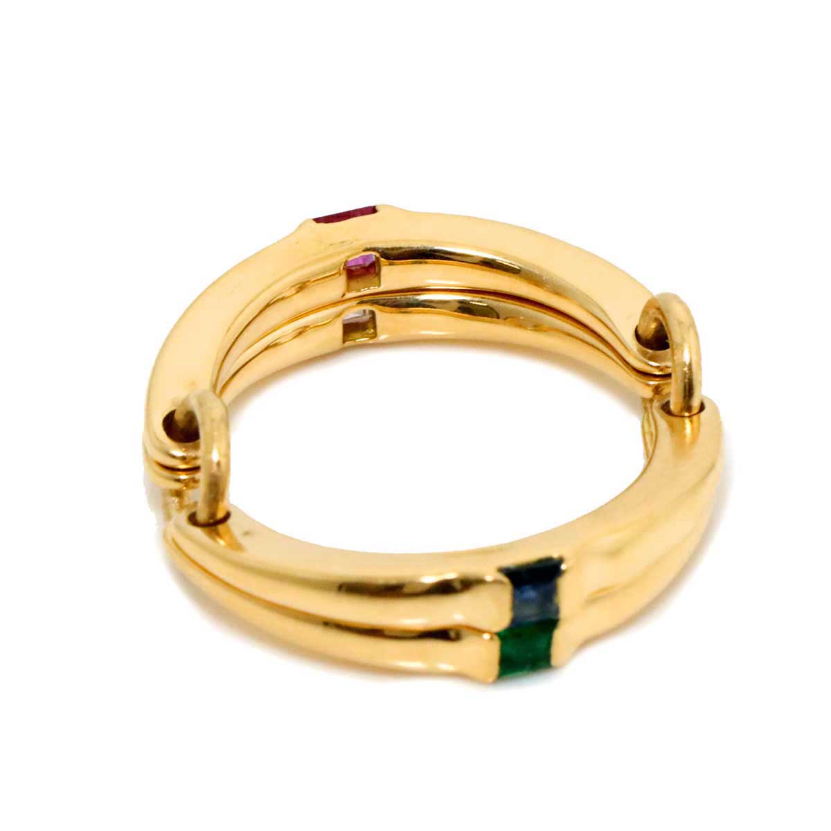 Diamond Multi stone Ring 18K Yellow Gold 750 Size5.5-5.75(US)