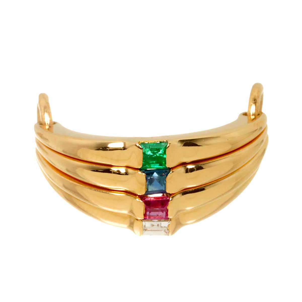 Diamond Multi stone Ring 18K Yellow Gold 750 Size5.5-5.75(US)