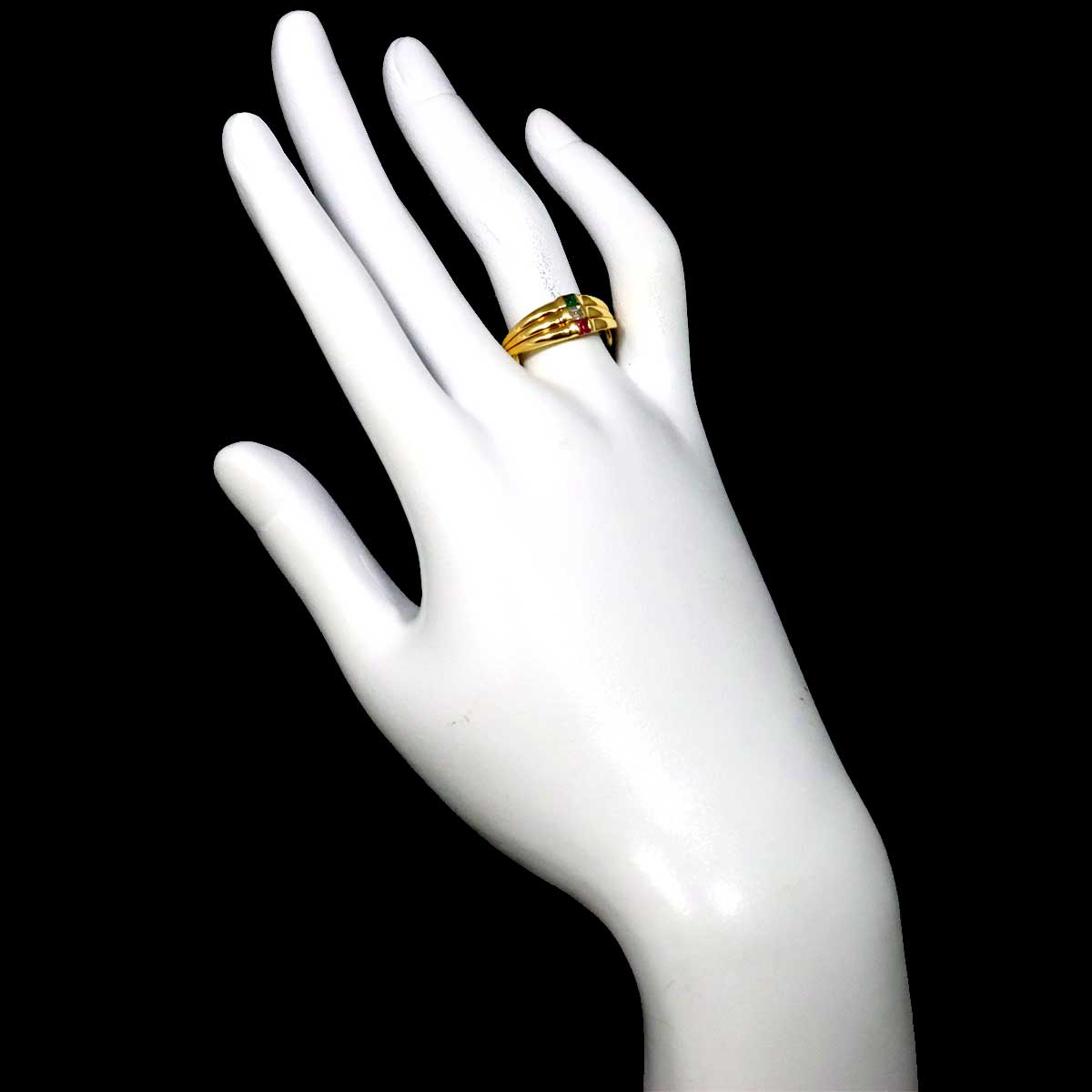 Diamond Multi stone Ring 18K Yellow Gold 750 Size5.5-5.75(US)