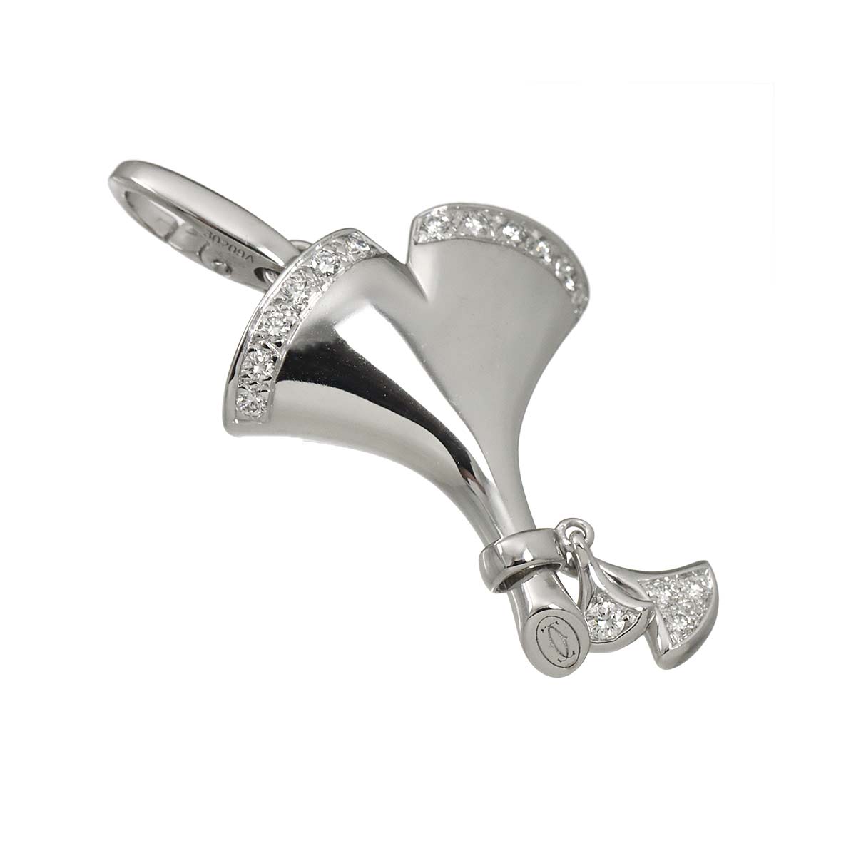 Ginkgo Diamond Charm Pendant 18K White Gold 750