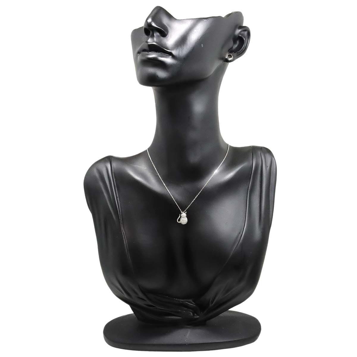 Cat Motif Diamond 0.33ct Necklace 18K White Gold 750