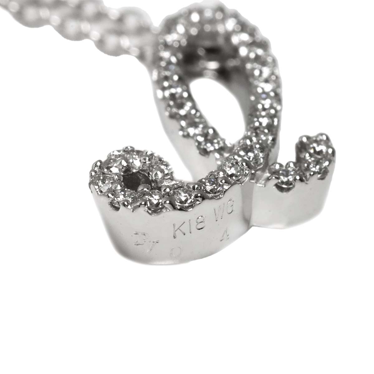 Diamond 0.14ct Initial Necklace 18K White Gold 750