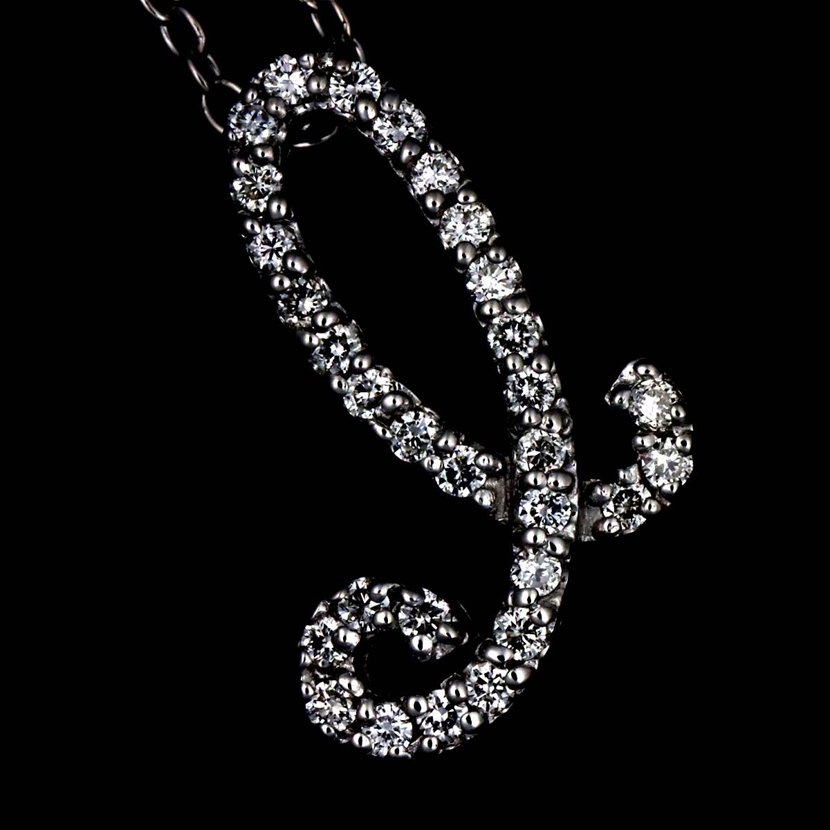 Diamond 0.14ct Initial Necklace 18K White Gold 750
