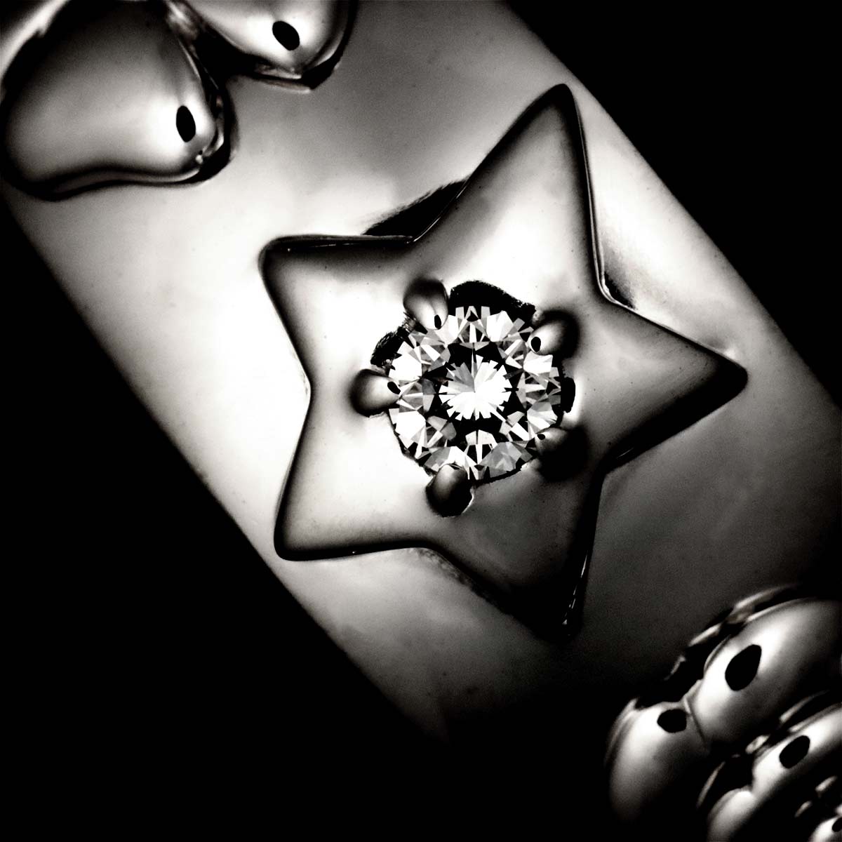 Three Symbols Diamond Ring 18K WG 750 size6.25-6.5(US)
