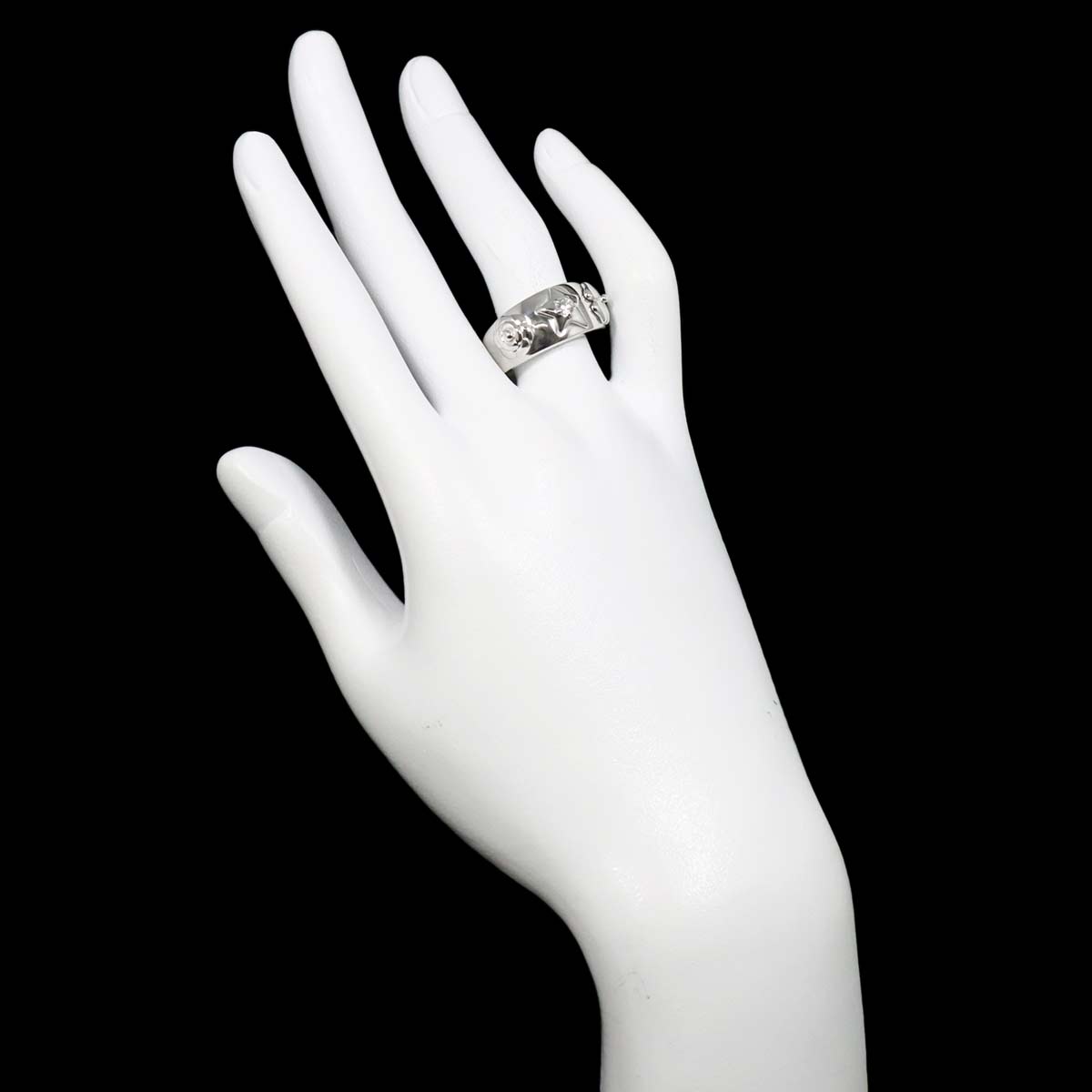 Three Symbols Diamond Ring 18K WG 750 size6.25-6.5(US)