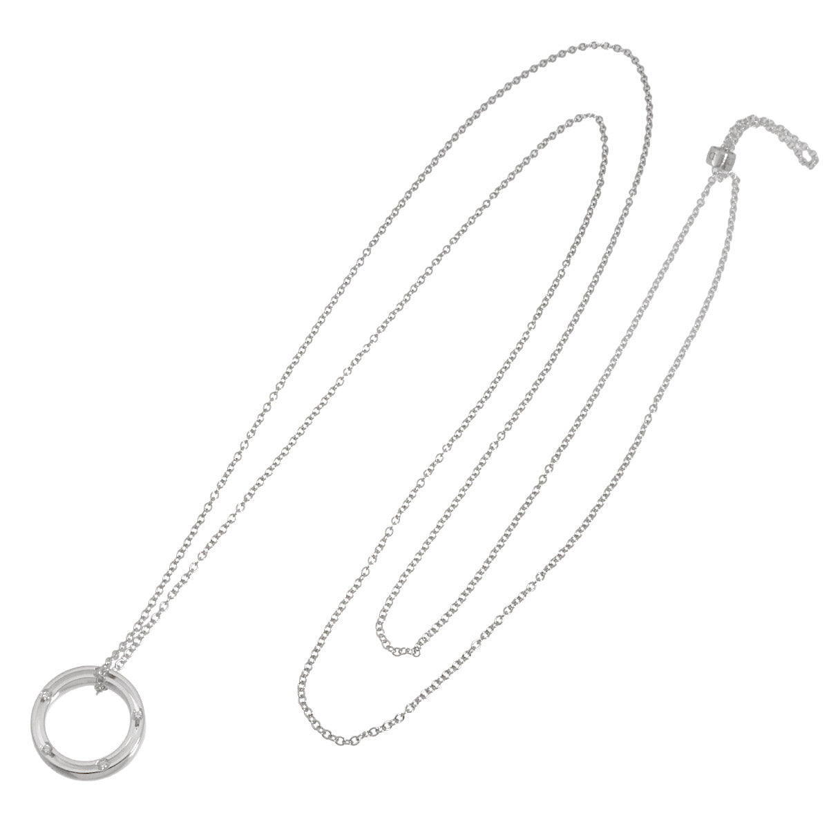 D-SIDE Diamond Long Necklace 18K White Gold 750