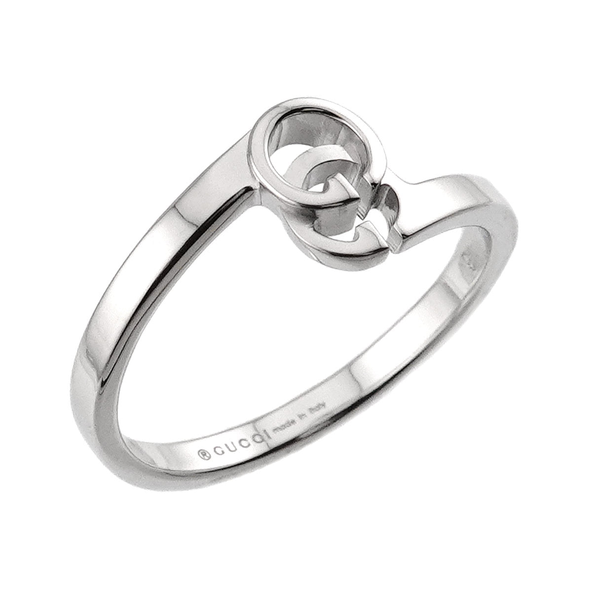 GG Logo Ring 18K WG White Gold 750 Size9 4.75-5(US)