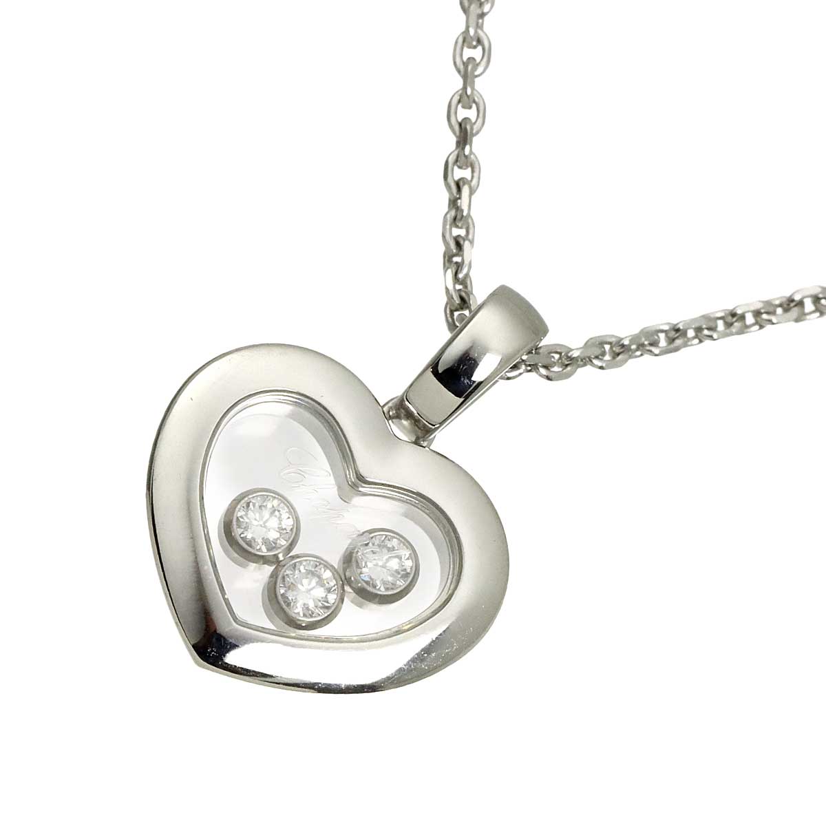 Happy Diamond Heart Necklace 18K White Gold 750