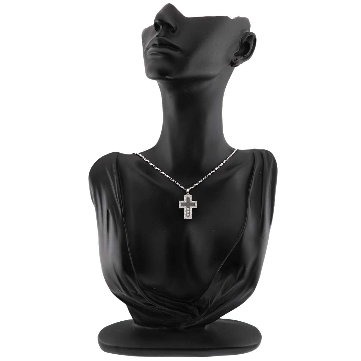Happy Diamond Cross Necklace 18K White Gold 750