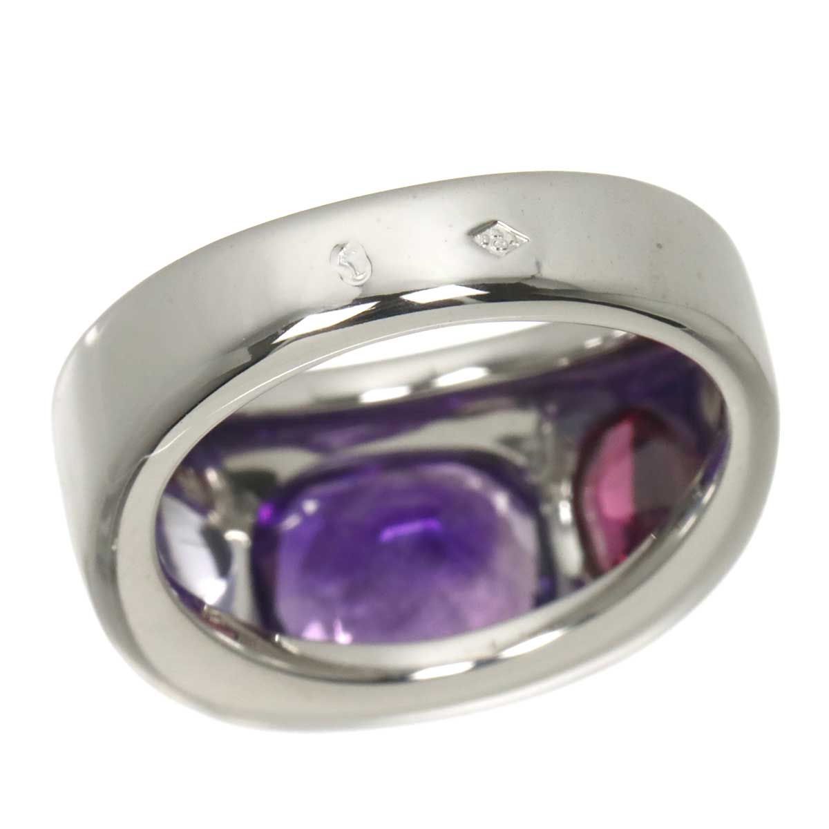 Amethyst Iolite Garnet Ring 18K WG 750 Sise52 6(US)