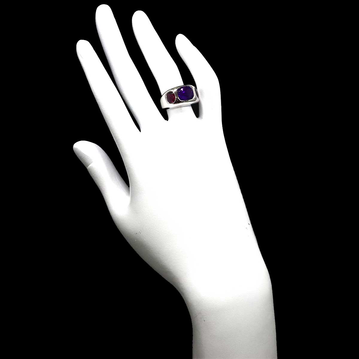 Amethyst Iolite Garnet Ring 18K WG 750 Sise52 6(US)