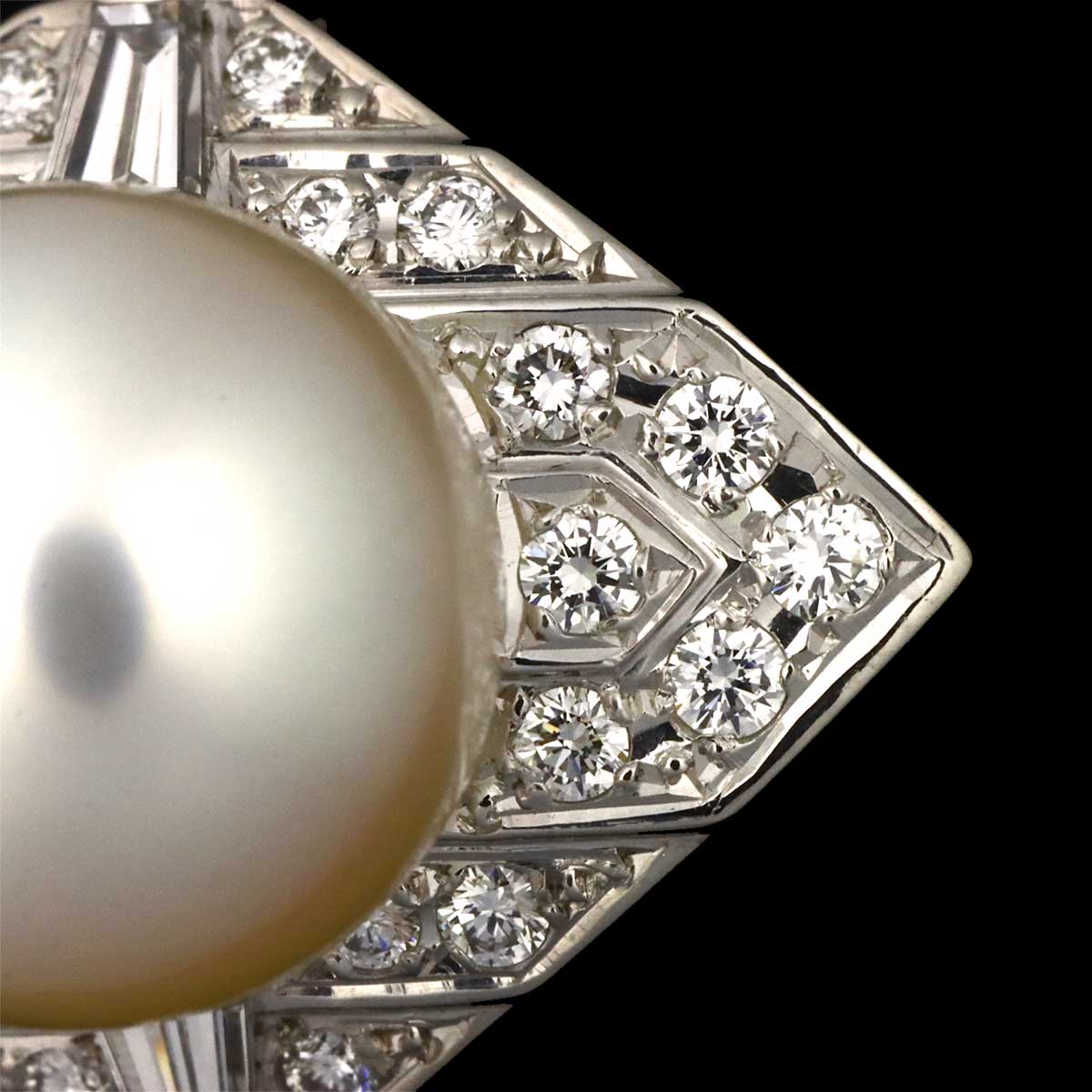 South Sea pearl 11.2mm Diamond 0.52ct Ring Pt size5.5-5.75(US)