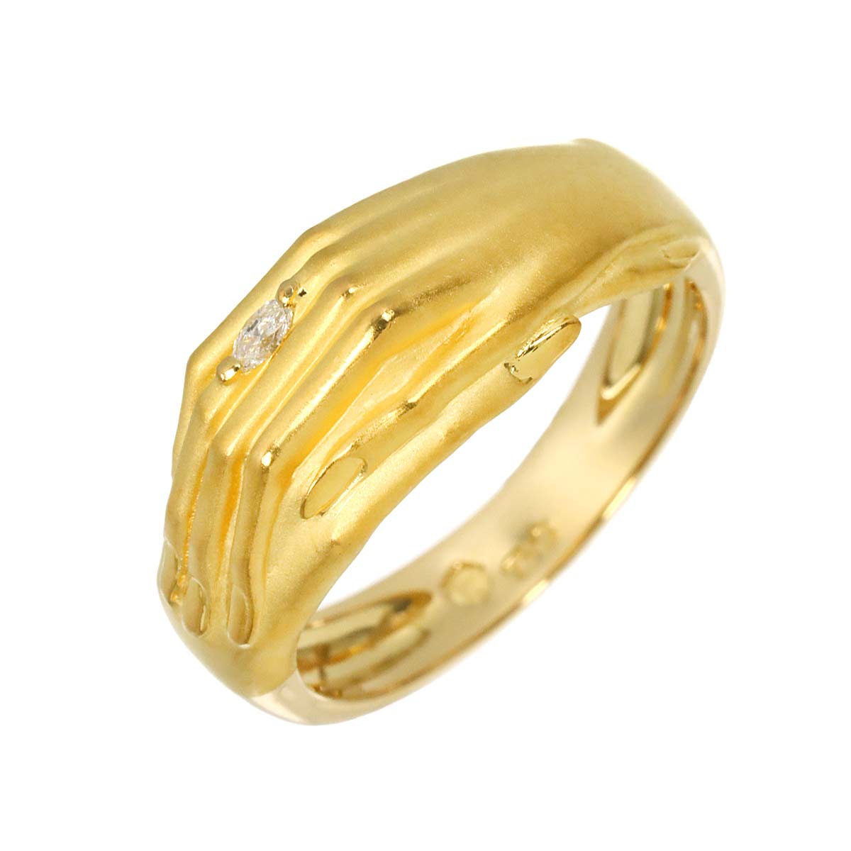 Diamond Ring 18K YG 750 Size6(US)