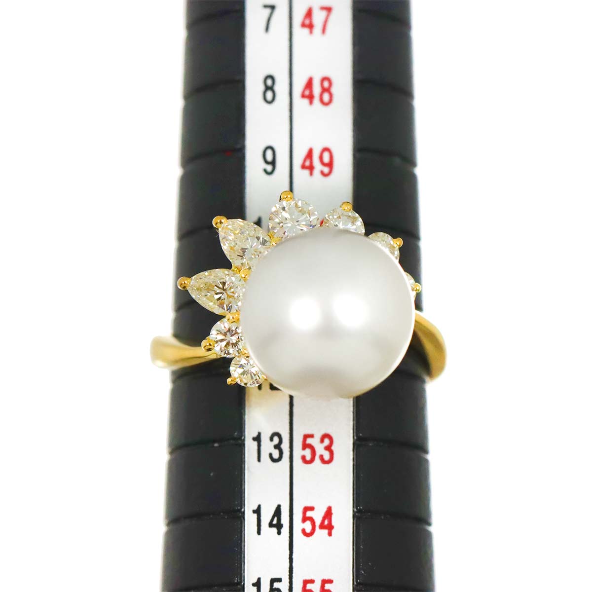 South Sea Pearl Diamond Ring 18K YG 750 Size5.75-6(US)
