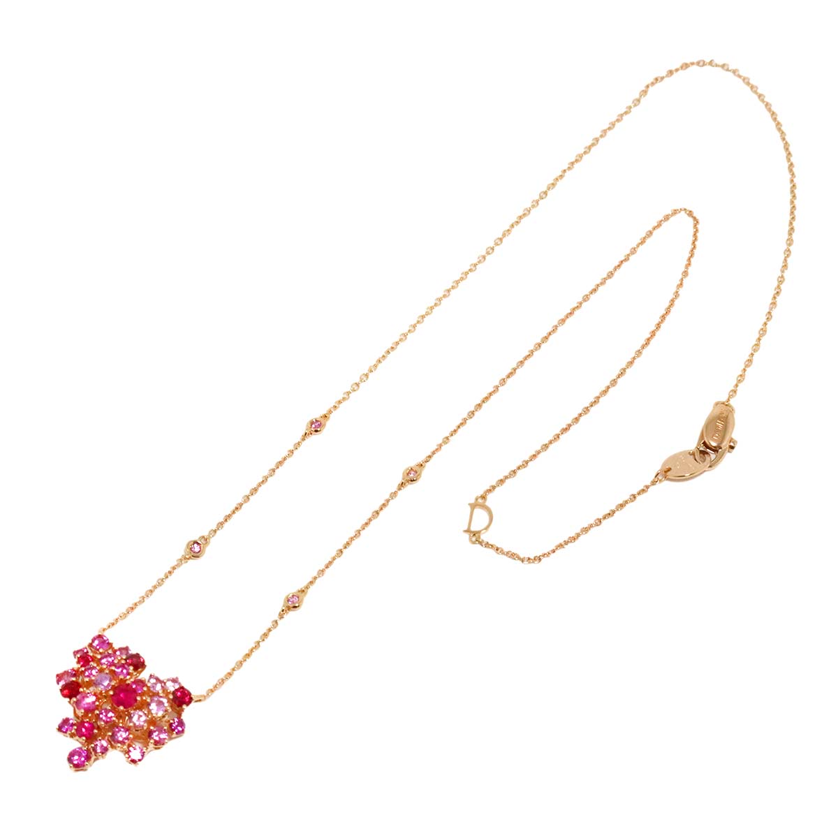 Mimosa Heart Sapphire Ruby Diamond Necklace 18K PG 750