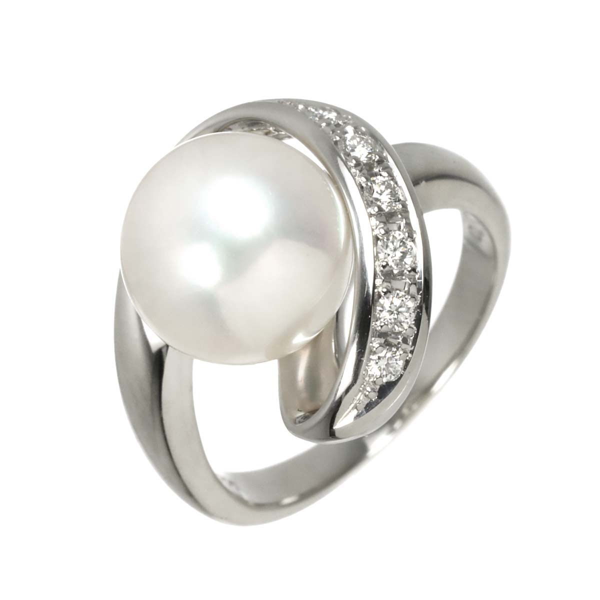 South Sea pearl 10.0mm Diamond 0.12ct Ring Platinum 4.75-5(US)