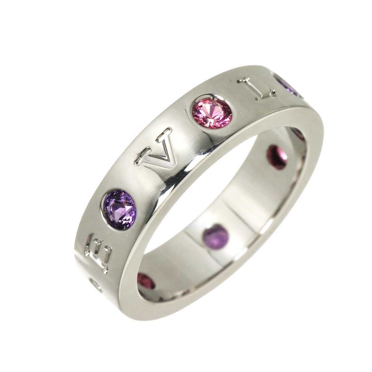 Amethyst Tourmalin Diamond Ring 18K WG size53 6-6.25(US)