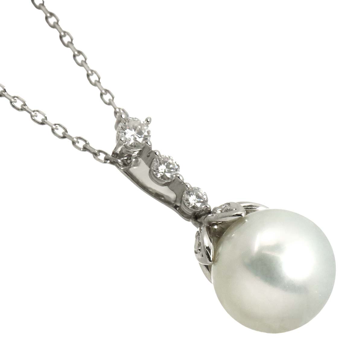 Akoya Pearl 9.8mm Diamond 0.20ct Necklace 18K WG 750