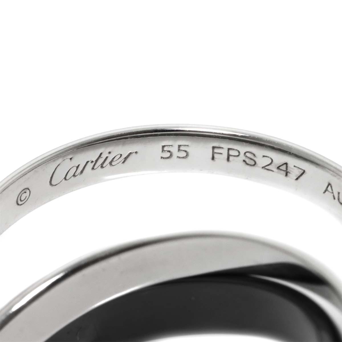 Diamond Trinity SM Ring 18K WG Black Ceramic 750 size55 7.25US